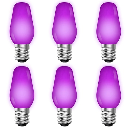 Luxrite C7 LED Purple Light Bulbs for String Lights 0.5W Enclosed Fixture Rated E12 Candelabra Base, 6PK LR21751-6PK